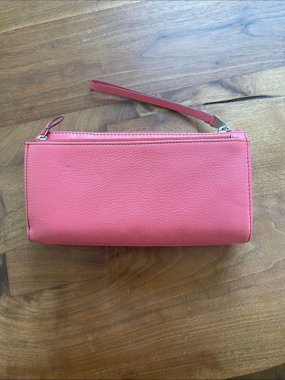 Fossil Coral Pink Leather Wristlet Wallet with Zip Pocket